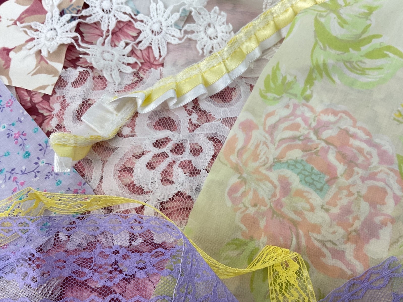 Curated Vintage Slow Stitch Bundle – Mixed Media Textile Collage Art Supplies