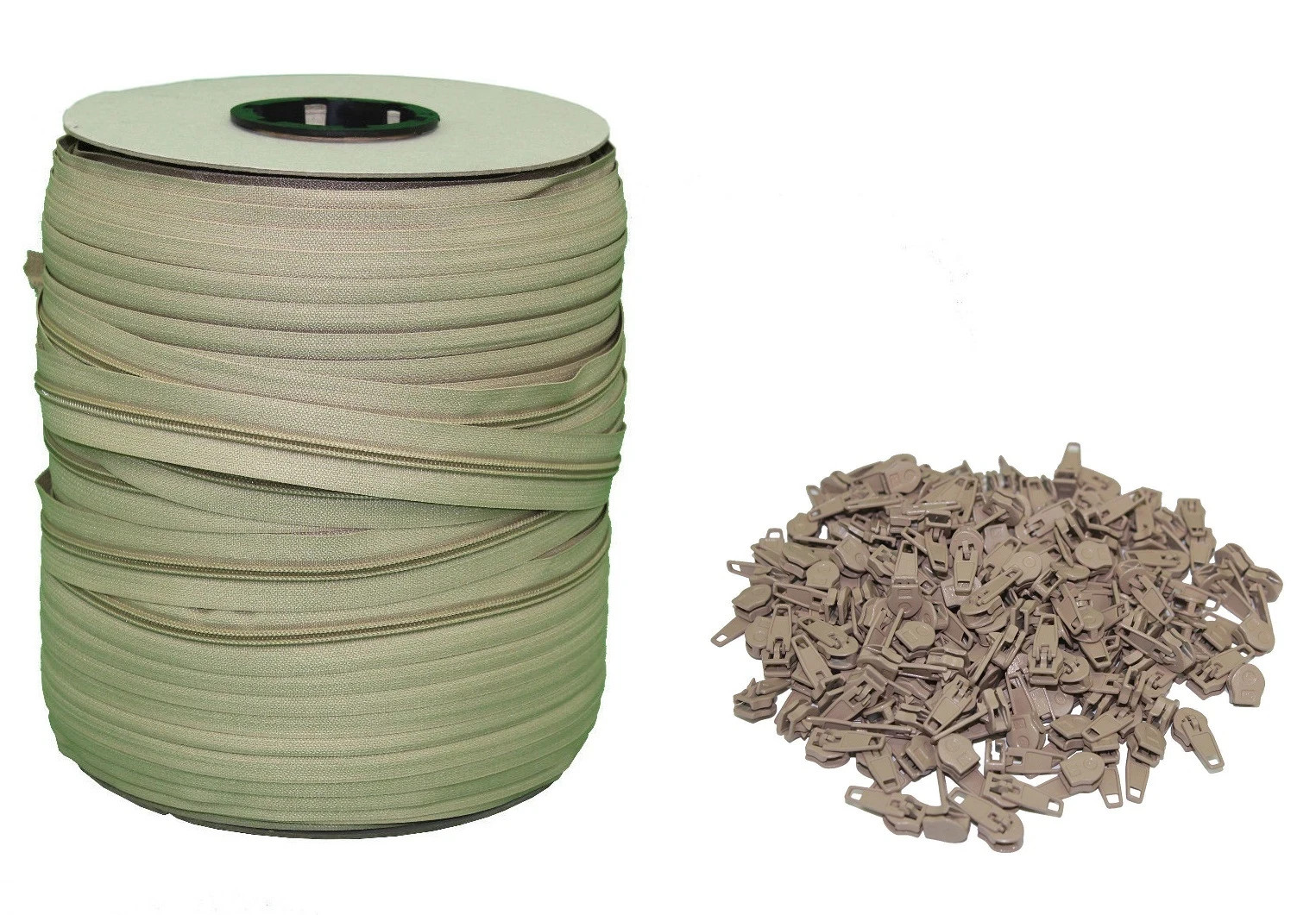 Nylon Zipper # 5 Beige 250 Yards & 250 Pcs Slider Zipper Heads