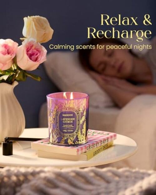 Scented Candle, Natural Soy Candles for Home Scented Non-Toxic, Calm Oud Wood