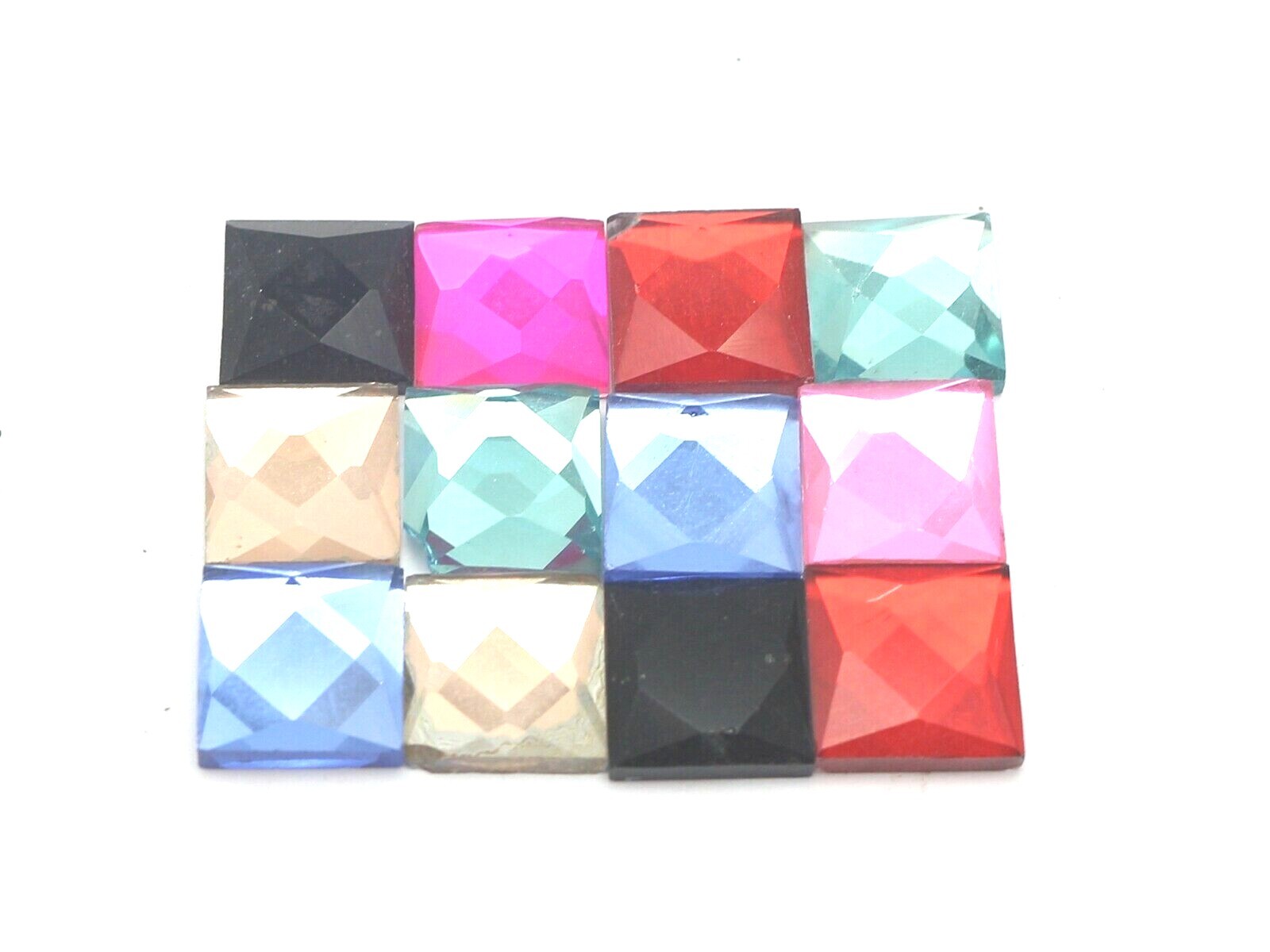 100 Faceted Square Flatback Glass Crystal Rhinestone Gems 10X10mm Color Choice