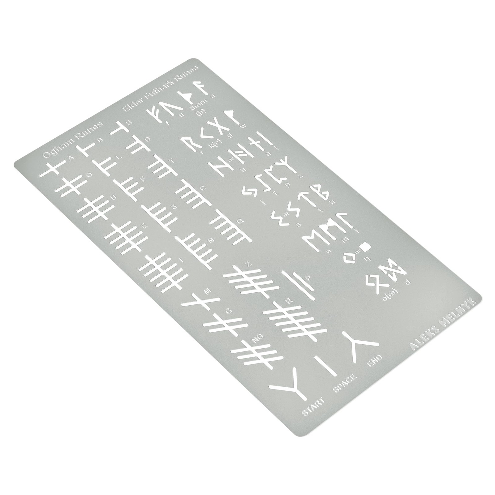 No.421 Metal Stencil, Elder Futhark and Ogham Runes, Ancient Alphabet, Sigil …