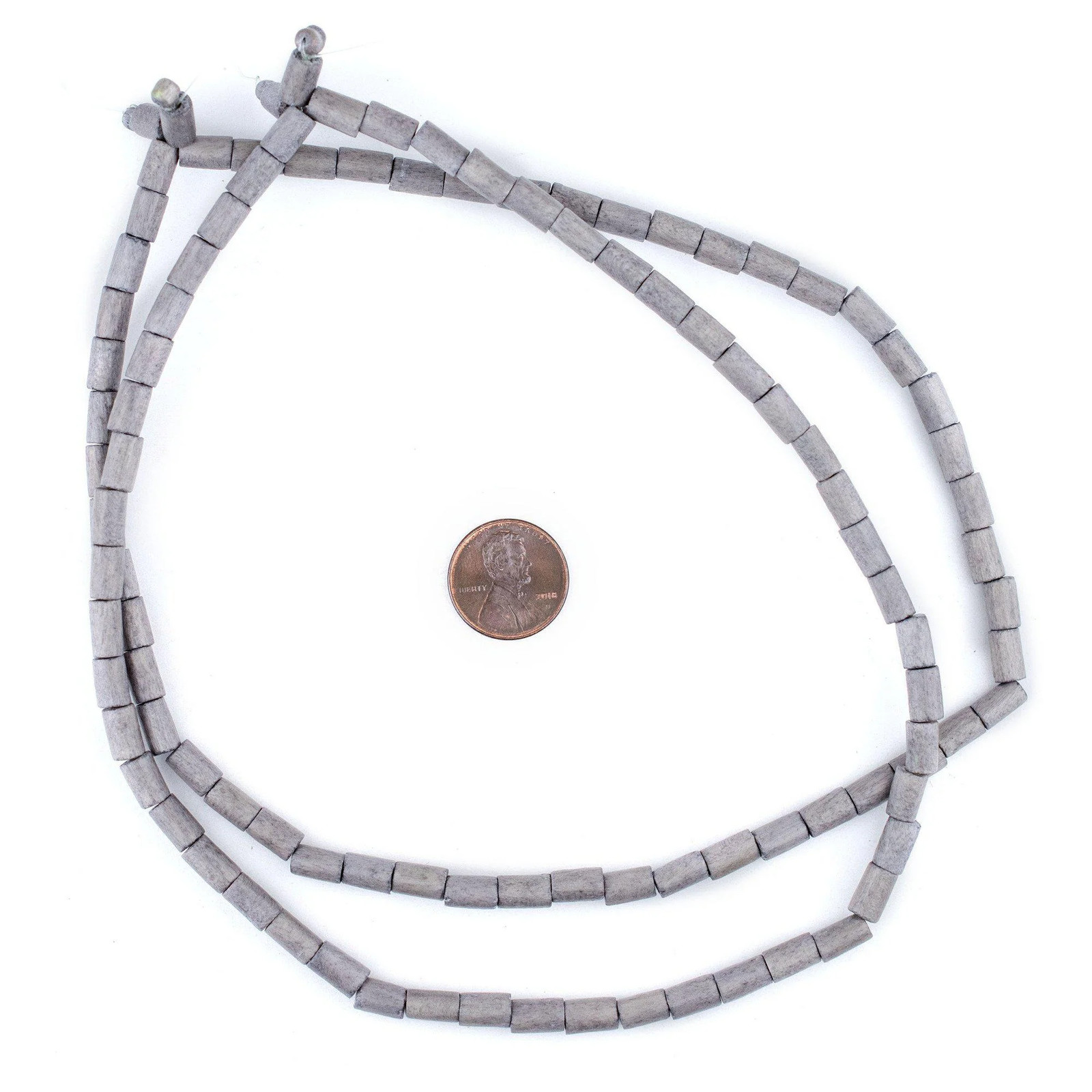 Grey Tube Natural Wood Beads 7x5mm 16 Inch Strand