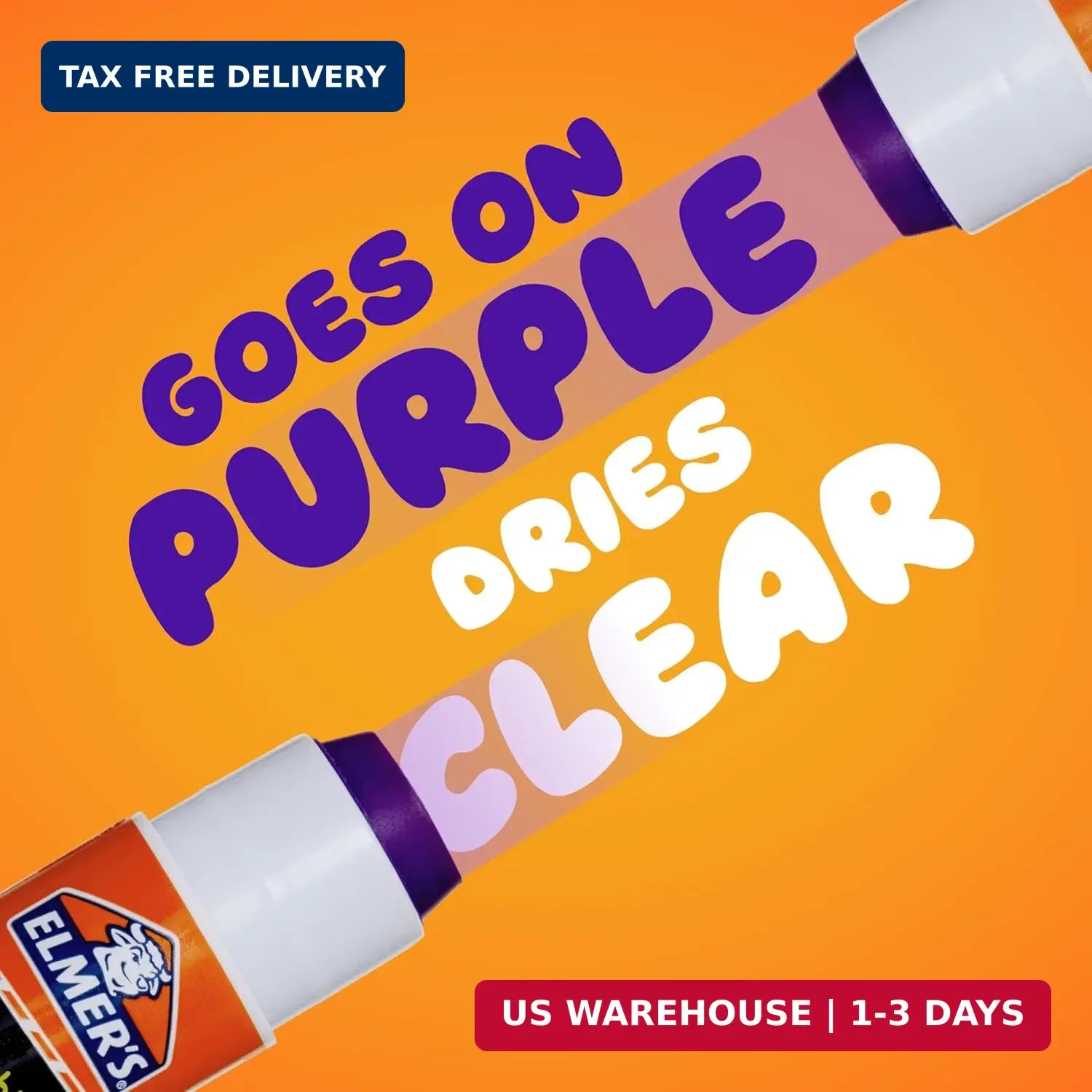 Elmer’s Disappearing Purple School Glue Sticks, Washable, 6 Grams, 12 Count – Ar