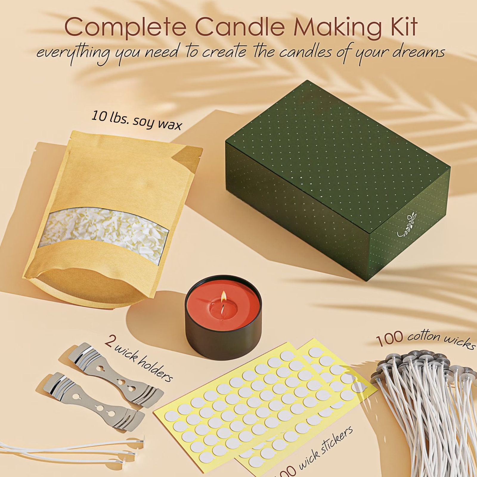 LammLoe 10 lb Soy Candle Making Kit Natural Wax Flakes Accessories Paraffin Free