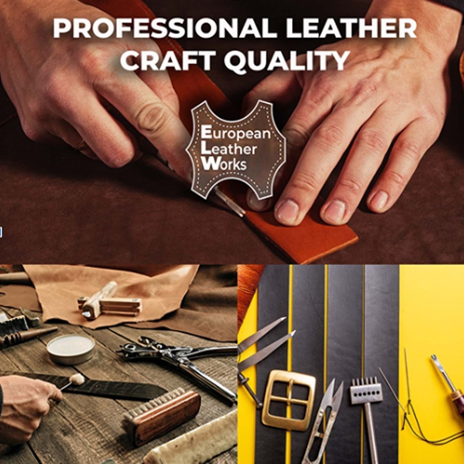 ELW 8-10 oz. (3-4mm) Straps Belts Strips Full Grain Leather Grass Fed Cowhide