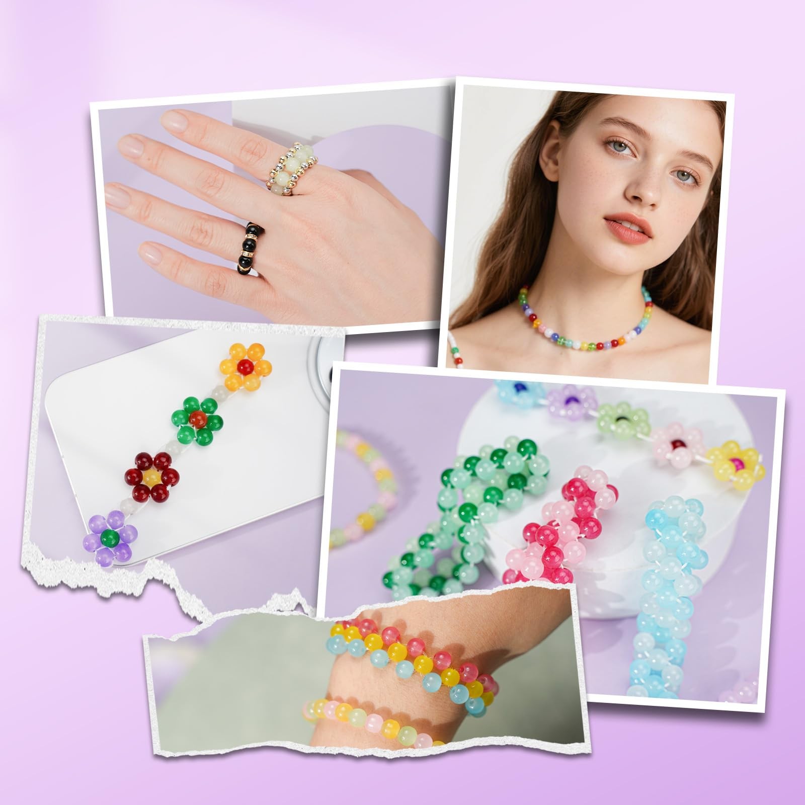 Glass Beads for Bracelets 1400pcs Bracelet Making Kit 6mm Glass Bead for Jewe…