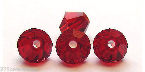 Czech Bicone Crystal Beads Light Siam red Rondelle Diamond 3mm 4mm 5mm 6mm 8mm