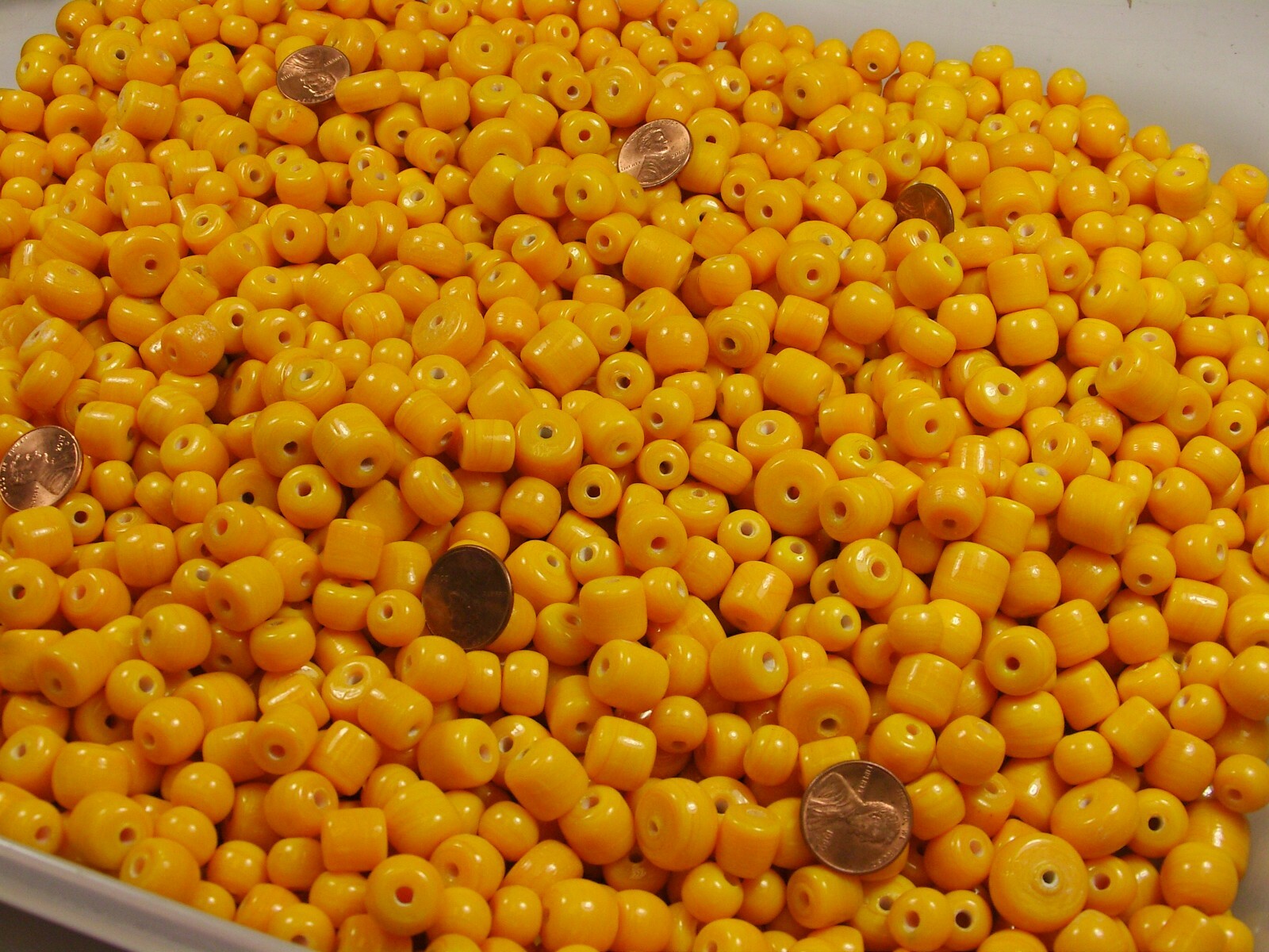 4 Pounds Assorted Shapes and Sizes India Handmade Amber Yellow Glass Bead (FV-2)