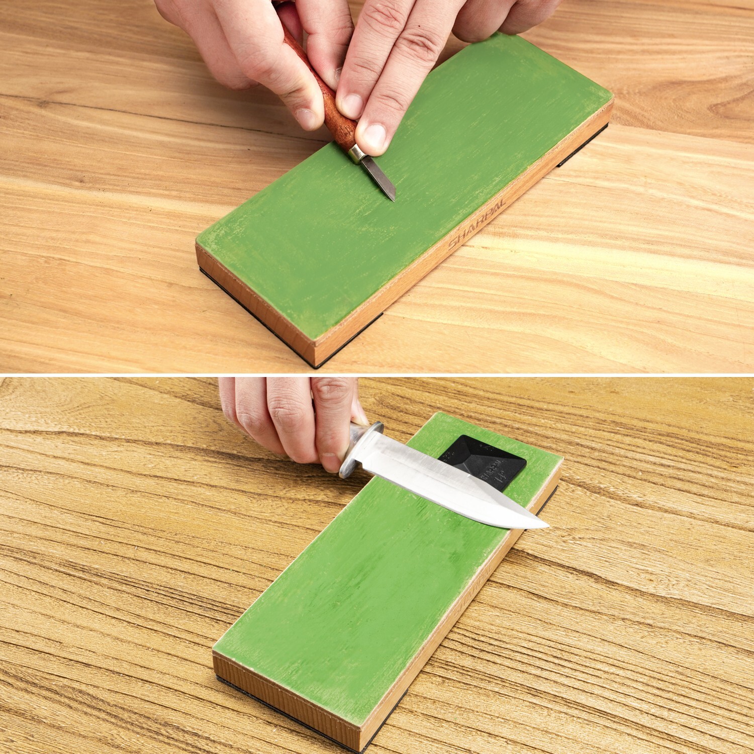 SHARPAL 8″x3″ Honing Leather Strop with 2 Oz. Polishing Compound & Angle Guide