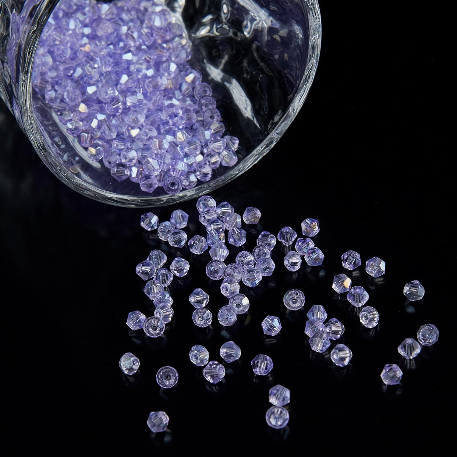 1100PCS 4mm Bicone Crystal Glass Beads for Jewelry Making, Sparkling Mini Beads
