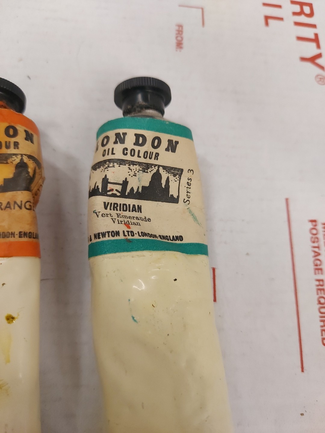 Winsor Newton Oil Paints Tube Vintage Cadmium Orange Yellow Viridian Vermilion