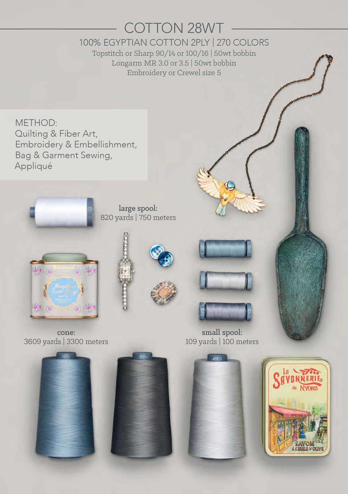 Spring Green – Variegated 3320 | 28wt Cone 3300M / 3609Y | Aurifil