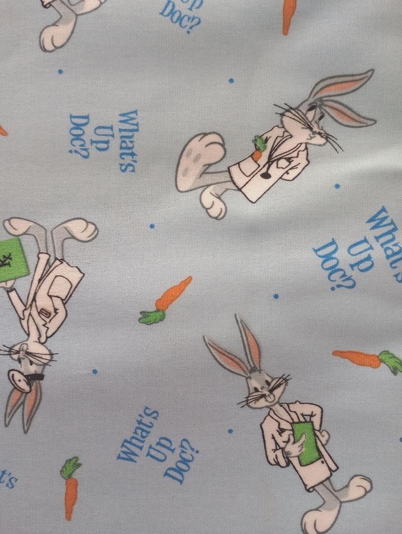 looney tunes bugs doctor fun fabric light blue 11 x 11 inch 1pc