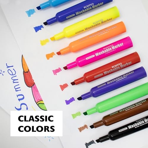 Washable Scented Markers, 10 Colors, Non-Toxic, 2 1 Count (Pack of 2) 10-count