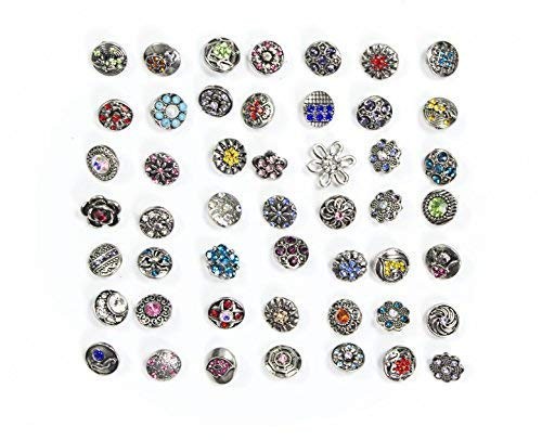 30pcs 12mm Mixed Rhinestone Snap Button Jewelry Charms for DIY Craft
