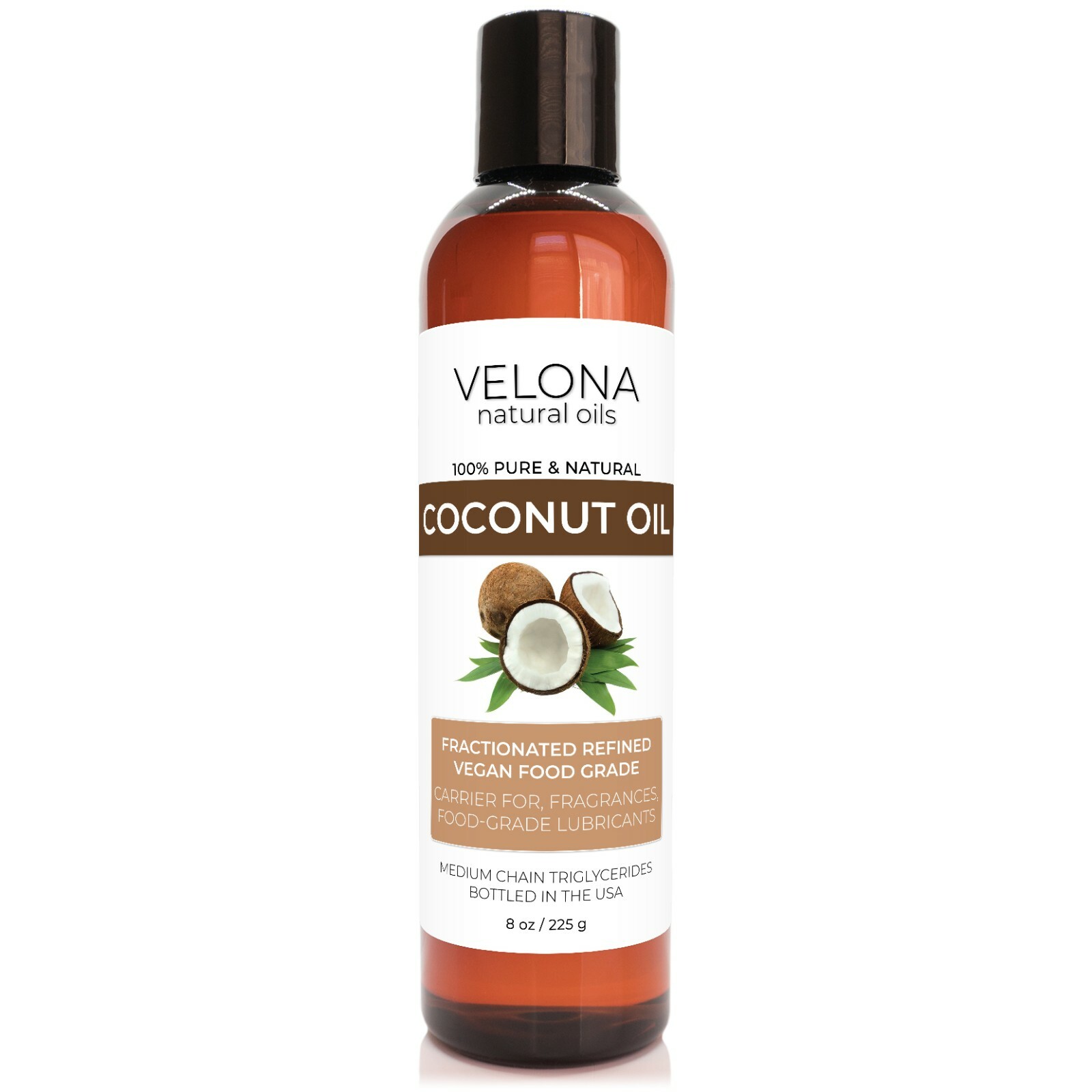 Coconut Oil by Velona – 8 oz Fractionated Ultra Refined Skin Face Body Hair