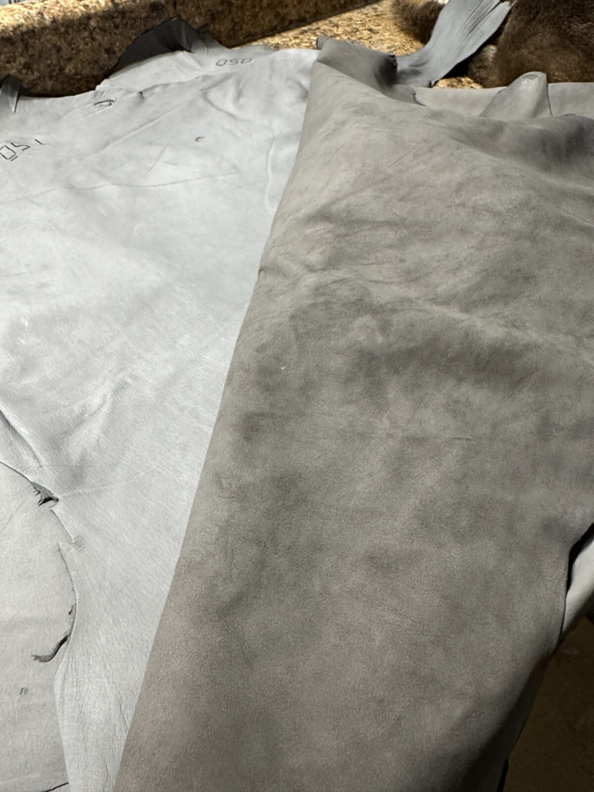 Top Grain Deer Leather Row # 125 Grey Color 1 1/2 to 2 Oz.