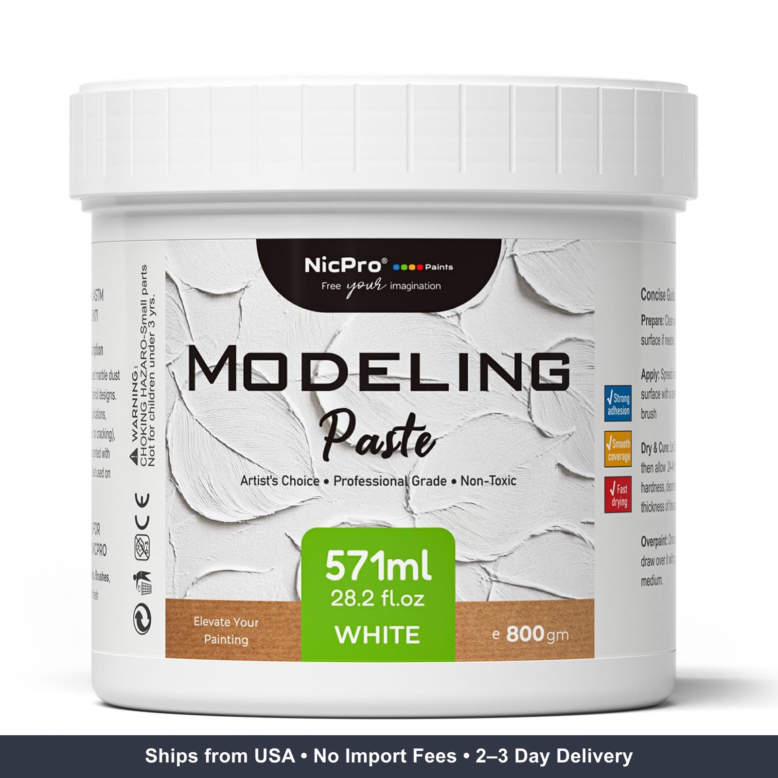 Nicpro Modeling Paste 571 ml / 28.2 oz for Acrylic Painting, High Density Acryli