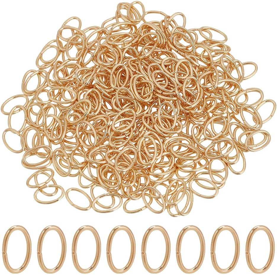 500Pcs 8X5Mm Real 18K Gold Plated Open Oval Jump Rings, Stainless Steel Connecto