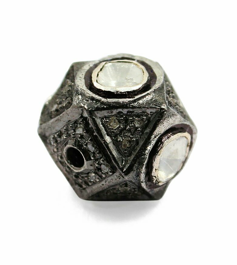 Pave Diamond 13mm Ball Beads 925 Silver Diamond Jewelry Findings Beads.