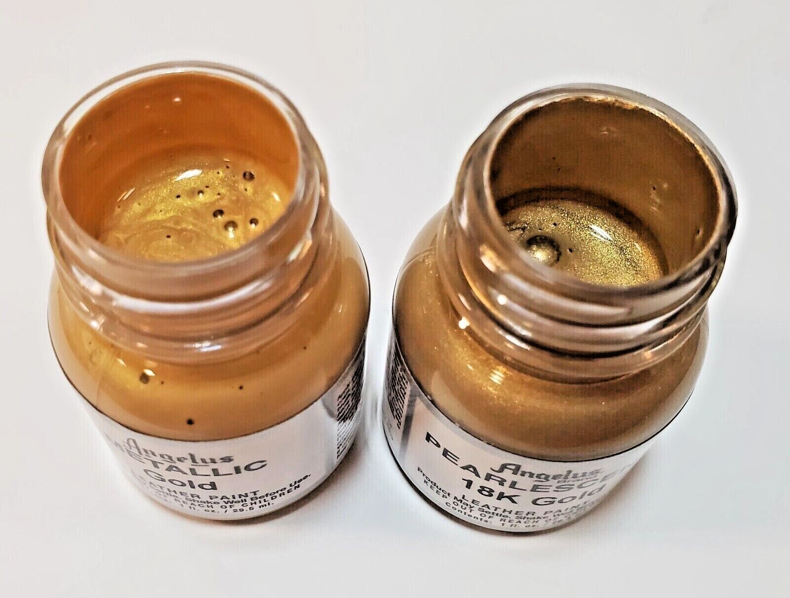 Angelus Acrylic Leather Paint Waterproof 1 oz- Pick Metallic Gold OR 18K Gold