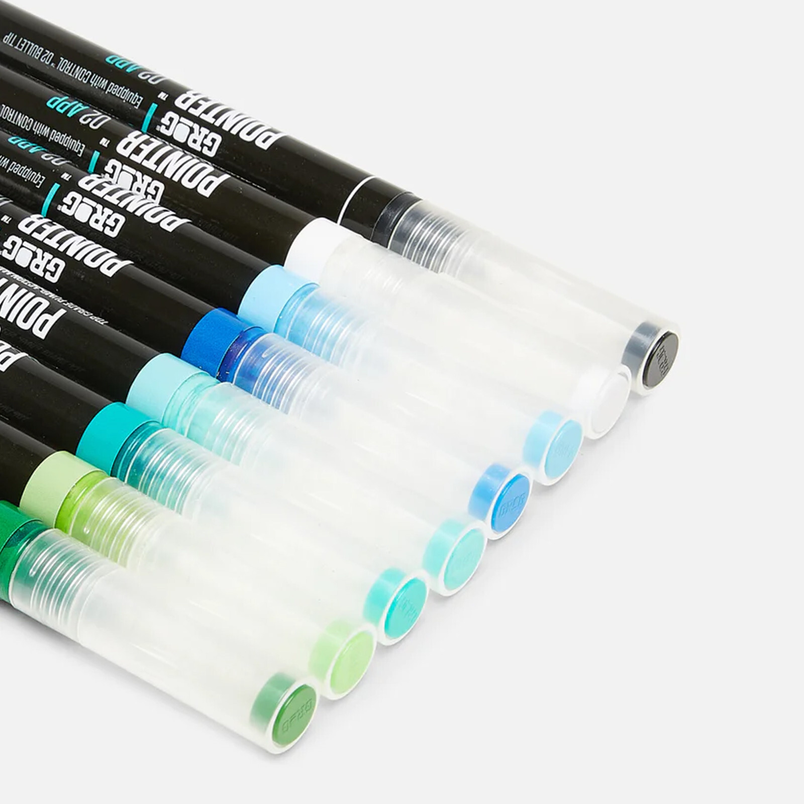Grog Aqua Paint Marker Blue Green 8 Pack – Mixed Colour/Size Pointer Set Bundle