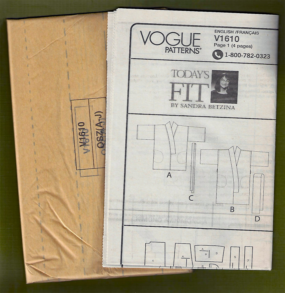 Misses Kimono & Belt Sewing Pattern~Easy to Sew Comfort (All Sizes) Vogue 1610