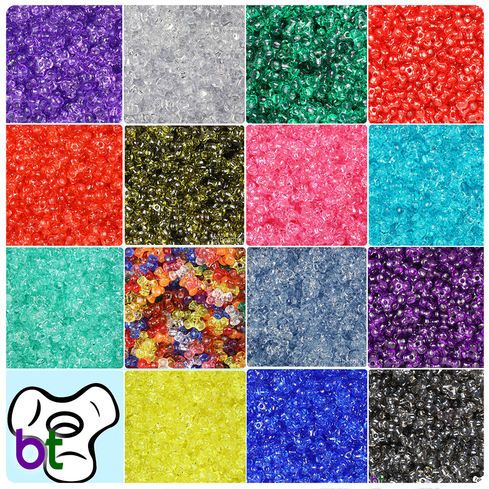 BeadTin Transparent 11mm TriBead Craft Beads (500pcs) – Color choice