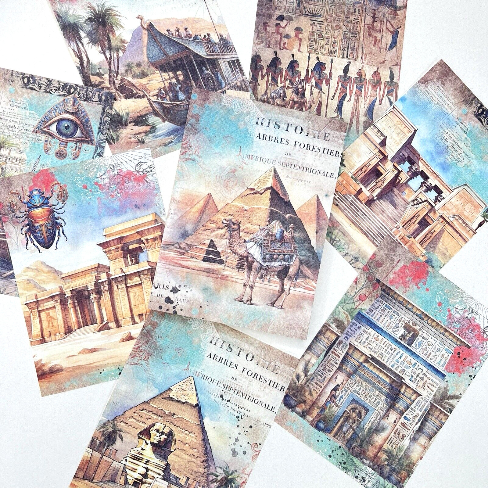 Egypt Pyramids Vintage Style Travel Paper Sheets Scrapbook Collage Junk Journal