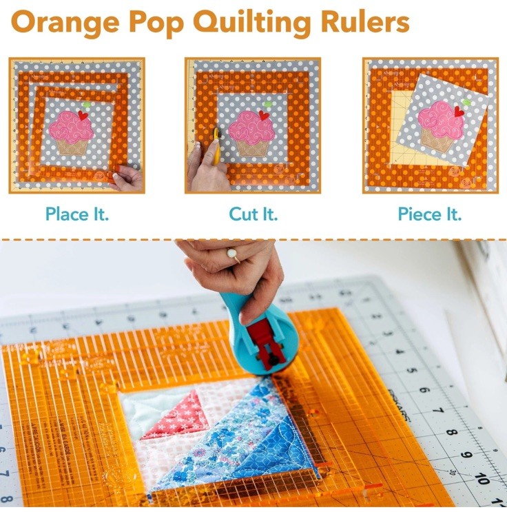 Kimberbell Orange Pop Quilting Rulers – Square Set of 4