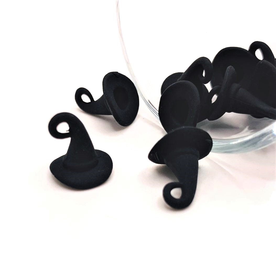 Black Witch Hat 3D Charms, 12x10mm – US Seller