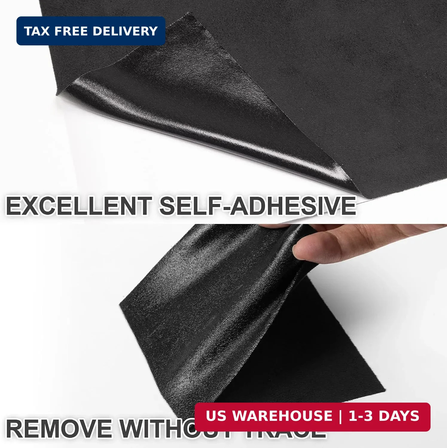 Arespark Black Suede Fabric Wrap, Self-Adhesive Car Interior Sticker, Stretchabl
