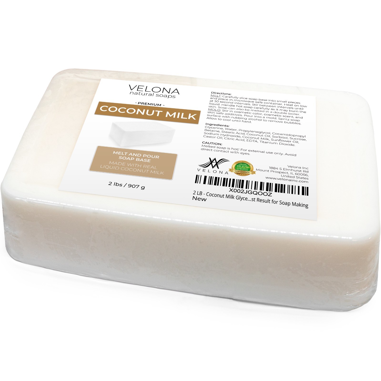 2,5,10,25 LB – Coconut Milk Glycerin Soap Base by Velona SLS/SLES Free Melt Pour