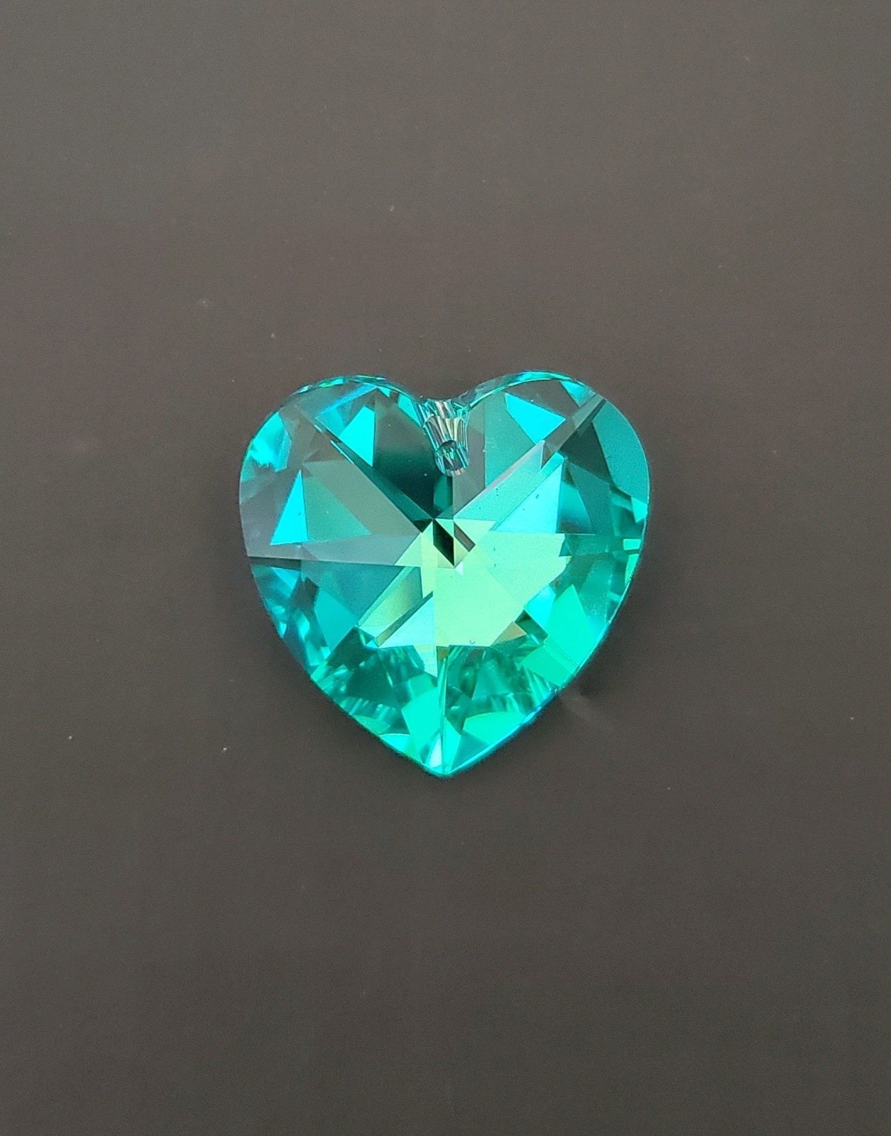 Vintage Swarovski 28mm Heart Pendant Prism Antique Green Blue AB (1pc) Rare