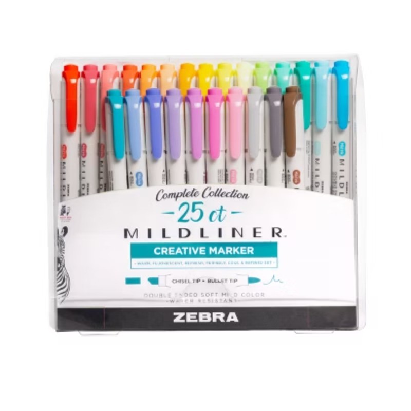 25ct Mildliner Dual-tip Markers: Highlighters, Fine/Bold, Multicolor, Ages 13+
