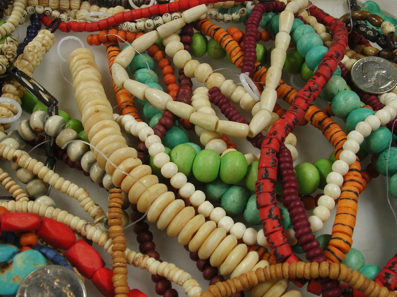 2 Pounds Odds and Ends India Handmade Water Buffalo Bone Beads Lot (AXP-5) ⭐