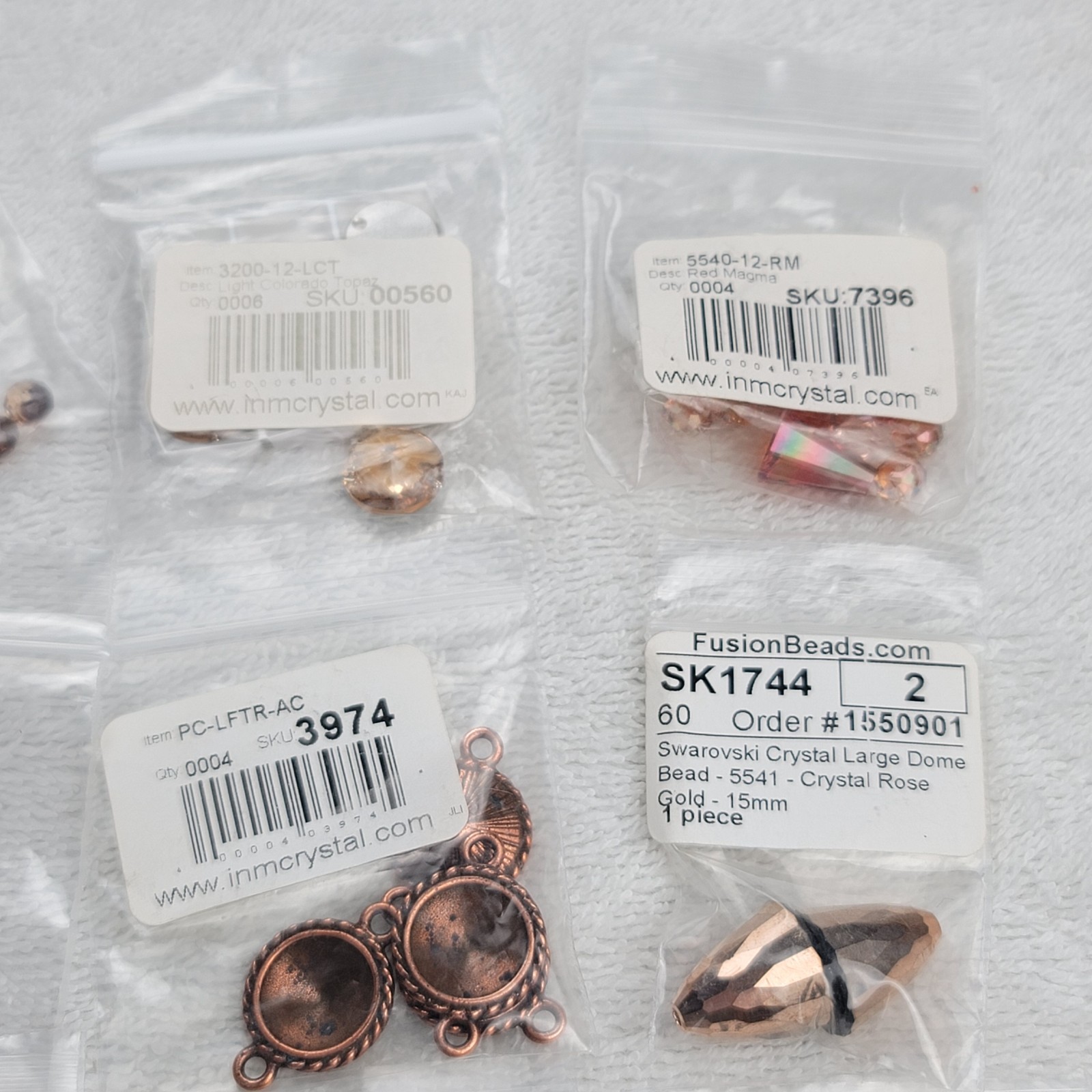 Swarovski Crystal Bead Lot Copper Rose Gold Tone Findings Chain Mixed Qty