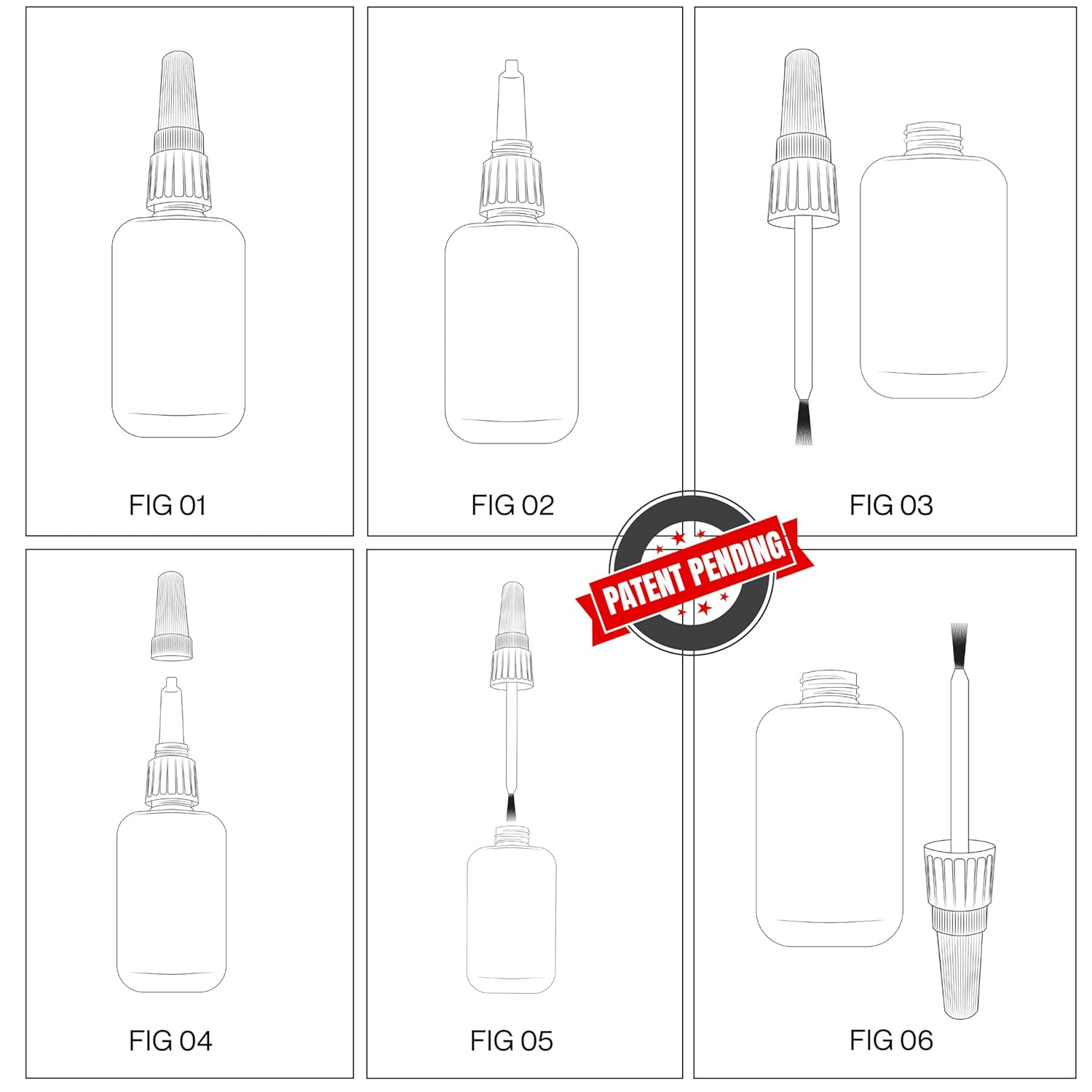 (2-In-1) Super Glue with Brush Applicator & Nozzle, Mess Free Superglue Brush