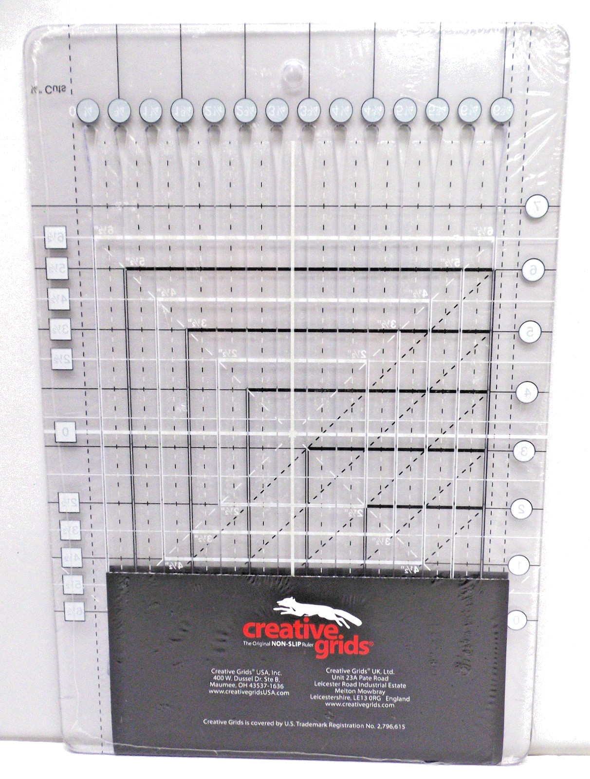 CREATIVE GRIDS Stripology SQUARED Mini RULER, Quilting, Non Slip, CGRGE3. USA.
