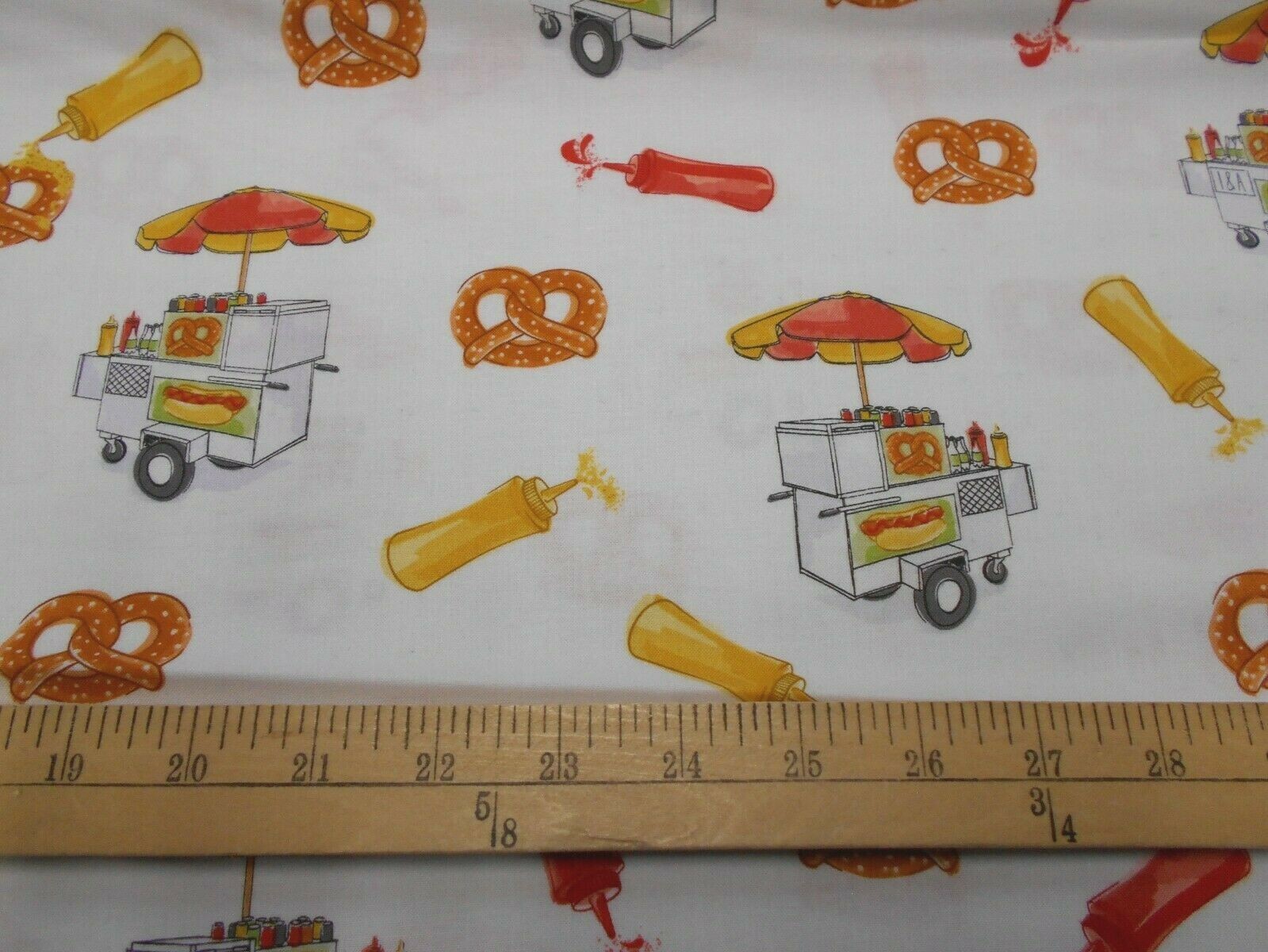1 yard Ink & Arrow City Life Street Food White Fabric