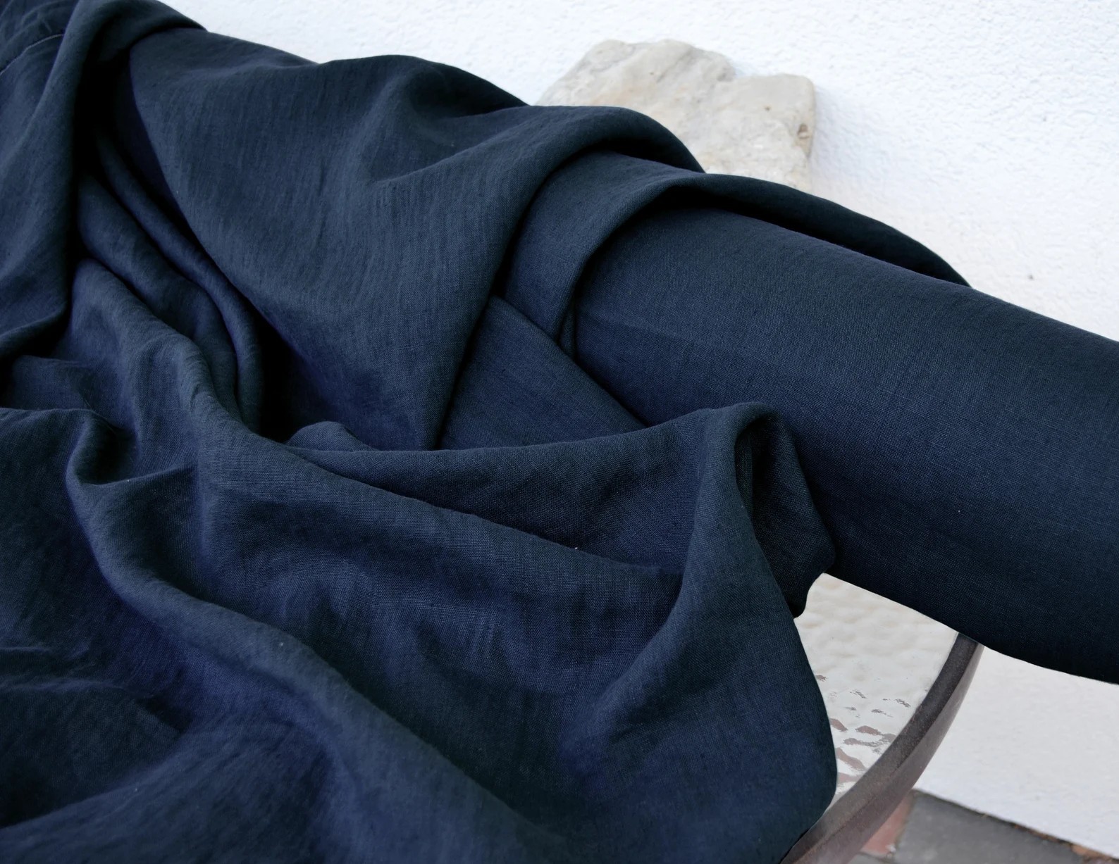 Navy Blue Linen Fabric By The Yard Soft Natural Material Clothing Upholstery 58″