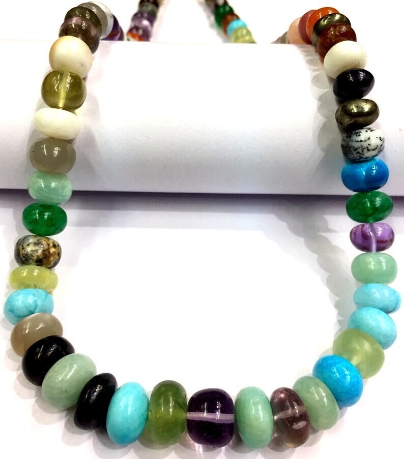 Beautiful Multi Color Gemstone Beads Smooth Polished Natural Rondelle Beads.