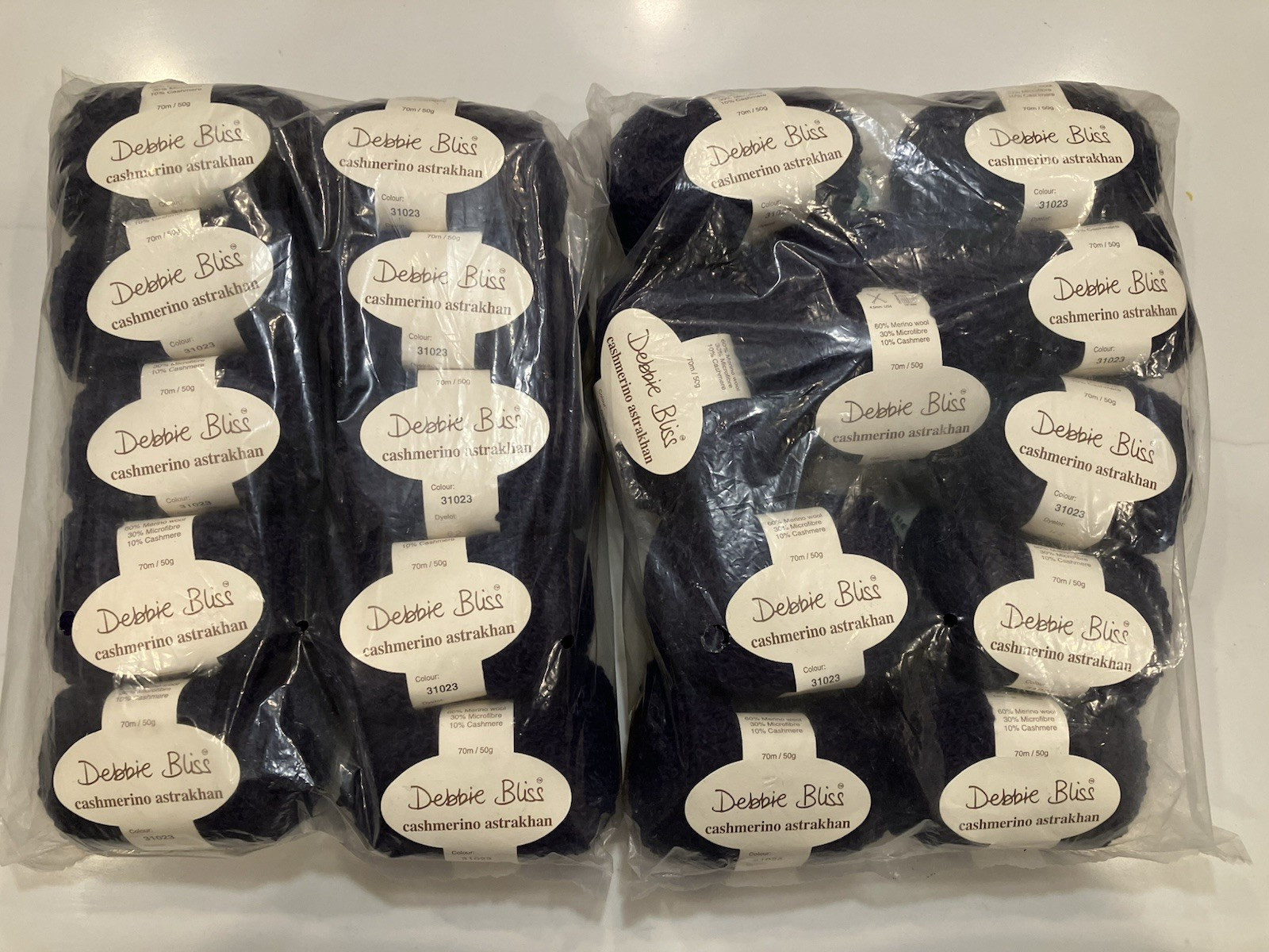 21 Skeins Luxury Debbie Bliss Cashmerino Astrakhan Yarn Navy Blue 31023