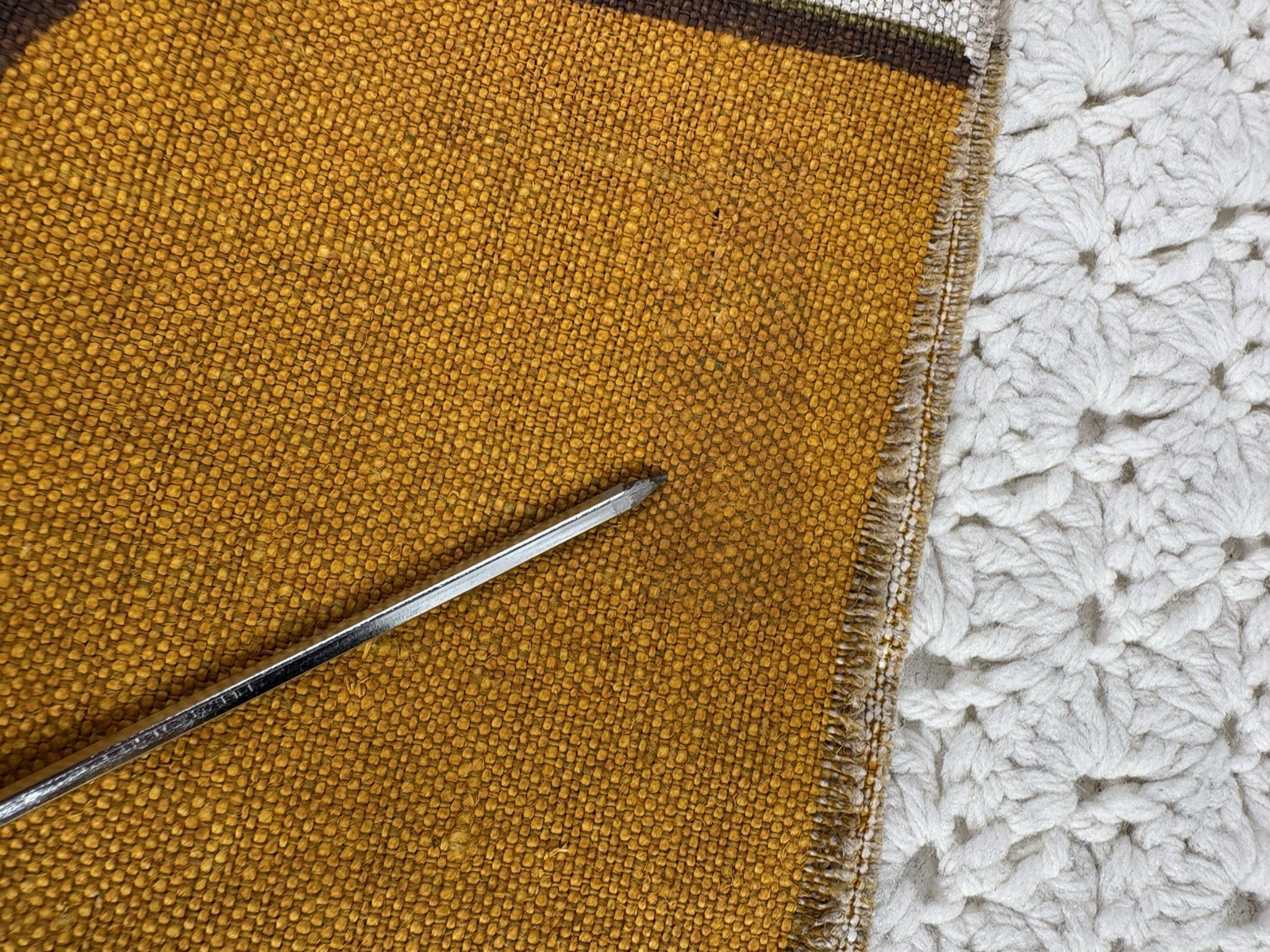 Vintage Filkauf Screen Printed Linen Fabric MCM Retro Orange Brown 100% Linen
