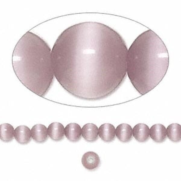 Bead, 1 Std(100) Lavender Cat’s Eye Fiber Optic Glass 4mm Round Grade A Beads