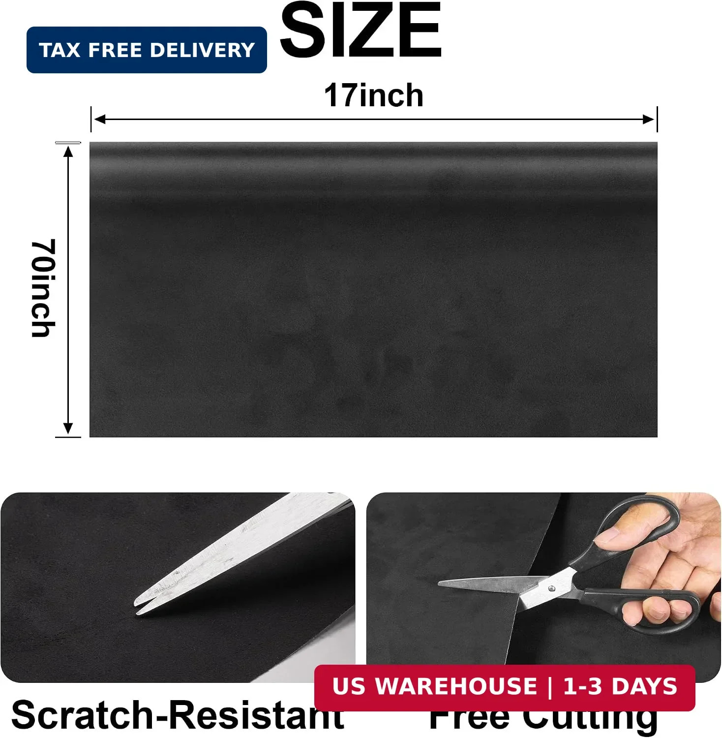 Arespark Black Suede Fabric Wrap, Self-Adhesive Car Interior Sticker, Stretchabl