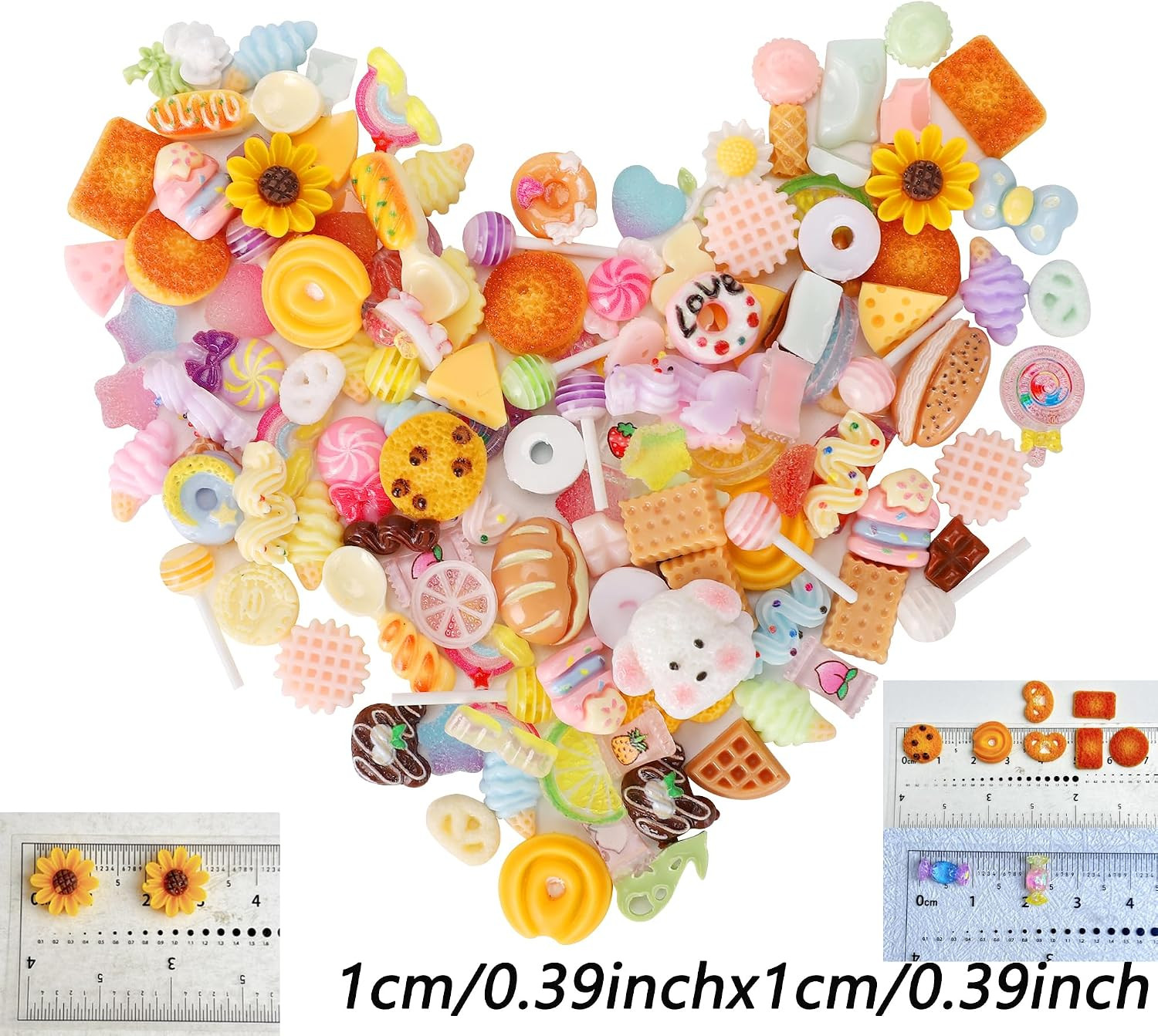 118 Pcs Slime Charms Cute Set，Mixed Lot Assorted Resin Flatback Cute Sets for…