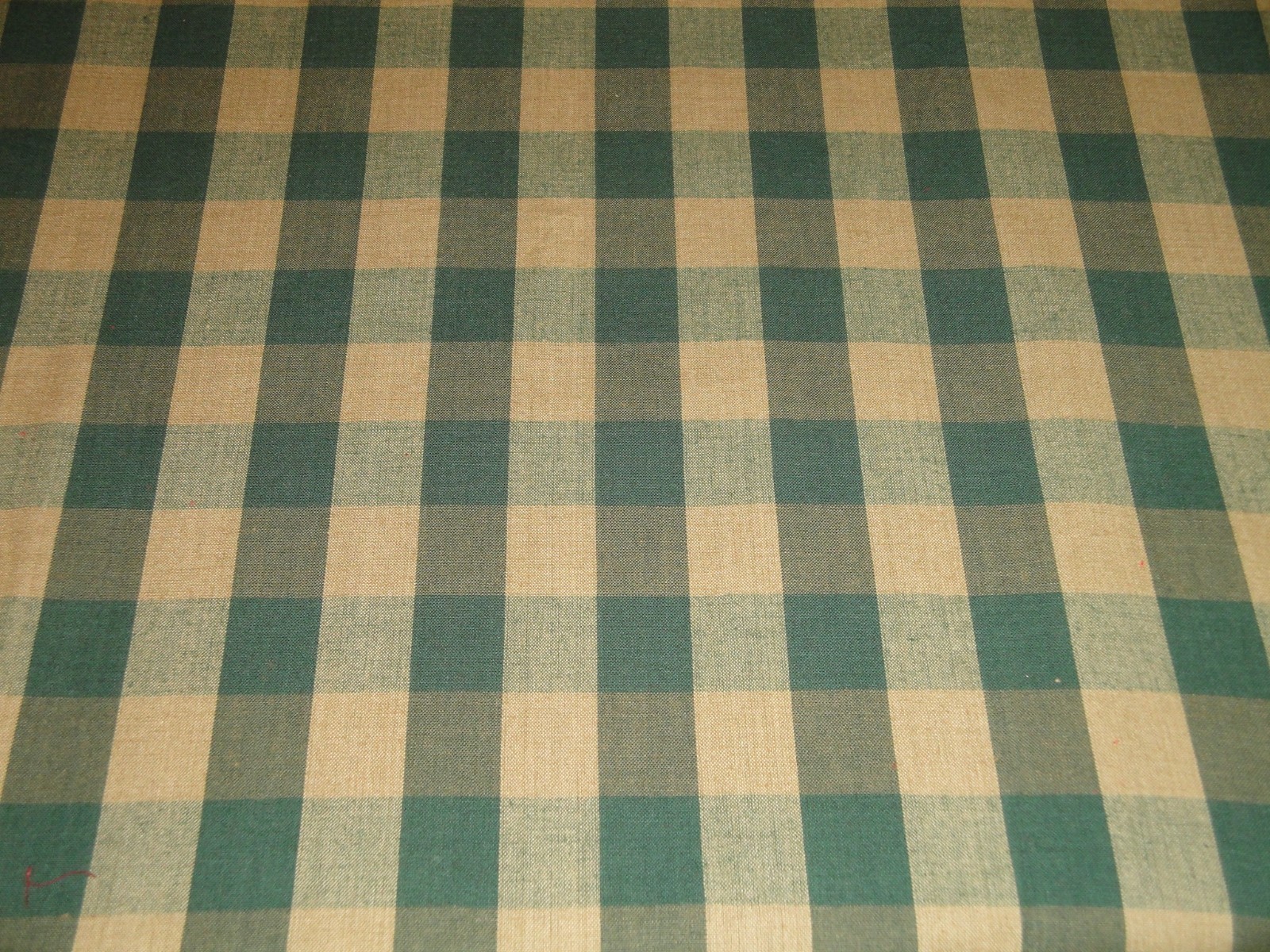 DARK Green And Tea Dye Buffalo Check Cotton Homespun Fabric | Farmhouse Fabric