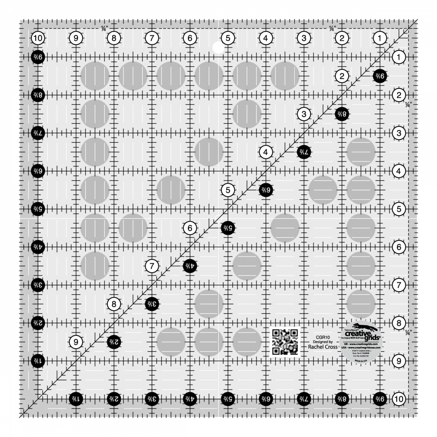 Creative Grids Quilting Ruler CGR10 10.5″ Square – New But Missing Shrink Wrap