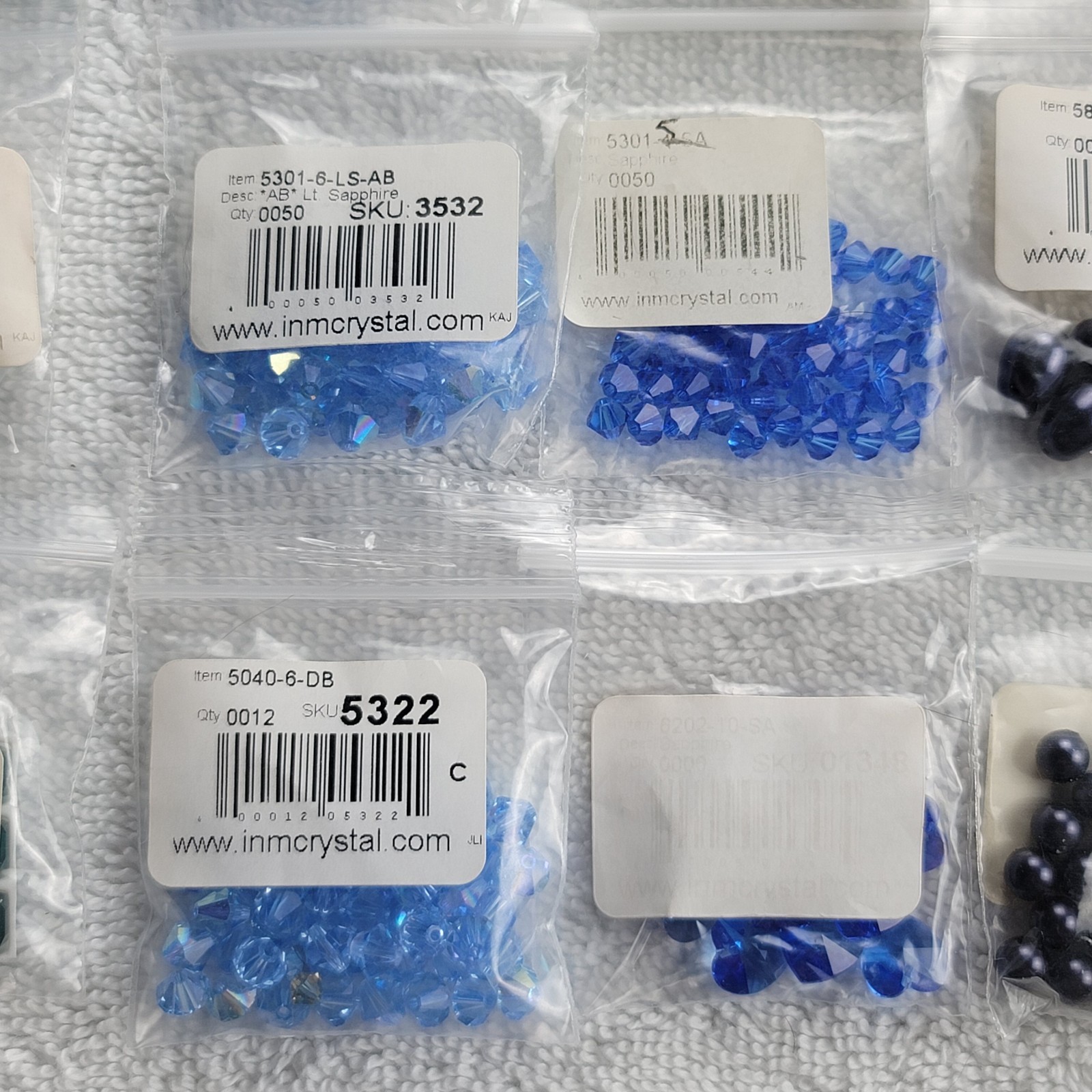 Swarovski Crystal Bead Lot Blue Sapphire AB Bicone Cube/Mixed Qty 5301 5328 5601